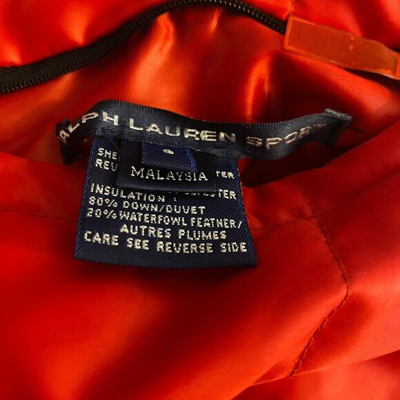 Vintage Ralph Lauren Womens Quilted Down Puffer Jacket Red Hood Sz Small - Picture 3 of 11